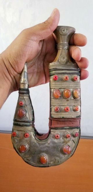 جنبية Antique YEMEN knife khanjar خنجر يماني handmade yemen Dagger jambiya AQEEQ 8