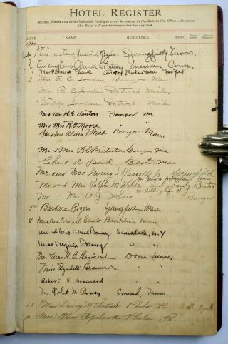 PORTLAND MAINE HOTEL REGISTER Pre - WWII Handwritten Travel Ledger/Diary 1937 - 1942 4