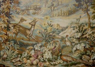 Huge Vintage French WallHanging Tapestry Verdure & Wild Life 216cm x 157cm 3