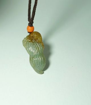 A Carved ' Double - Gourd ' Jadeite Pendant 4