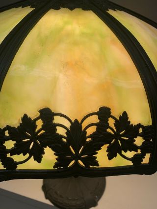 Royal Art Glass Green Slag Bent Panel Table Lamp 2