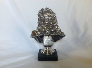 ANTIQUE FRENCH SILVERED BRONZE BUST OF MOLIERE,  CA 1820 - 60 3