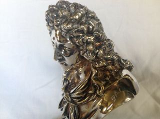 ANTIQUE FRENCH SILVERED BRONZE BUST OF MOLIERE,  CA 1820 - 60 6
