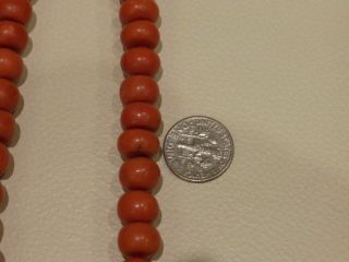 Antique Chinese 60 Grams Natural Coral Salmon Beads Necklace with 14k Gold Clasp 11