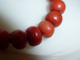 Antique Chinese 60 Grams Natural Coral Salmon Beads Necklace with 14k Gold Clasp 8