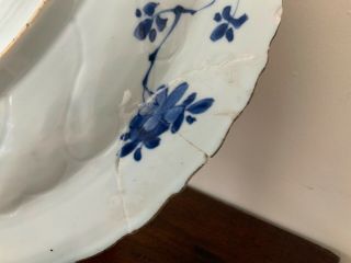 large kangxi period pond life themed barbed rim blue and white charger. 12
