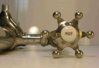Vintage 1920s 30s Clawfoot Tub Hardware Bathtub Faucets w Porcelain Inserts 8