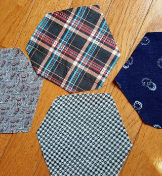 102 Antique/Vintage honeycomb/hexagon Quilt Fabric Blocks Some Hand Sewn 4