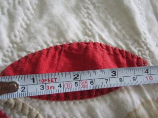 VINTAGE 1800S RED & WHITE HAND STITCHED AND QUILTED VEGETABLE DYE TURKEY TRACKS? 8