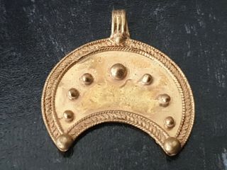 Roman Large Solid Gold 2nd - 3rd Century Lunar Pendant/amulet :6.  30 Grams