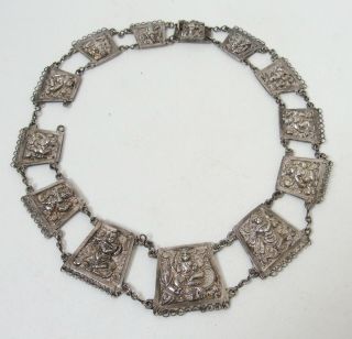 Fine Antique Indian Silver Swami Hindu Deity Necklace