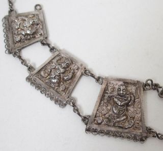 Fine antique Indian silver swami Hindu Deity necklace 3