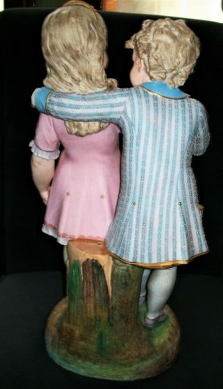 ANTIQUE FRENCH PARIS SEVRES GIRL & BOY COURTING COUPLE IN LOVE BISQUE FIGURINE 4