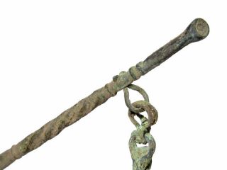 CTOP QUALITY RARE LATE ROMAN STYLUS,  WRITING TOOL with CROSS ON CHAIN, 4