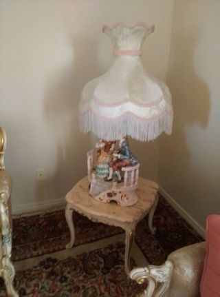 Four Large Capodimonte Table Lamps 45” High,  2 Matching Pairs,  $300 Each Lamp