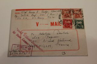 WW2 1945 March 8 US Army letter,  OSS regt,  Passed by army examiner STAMP Censor 2
