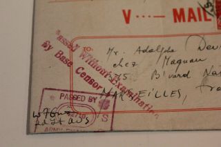 WW2 1945 March 8 US Army letter,  OSS regt,  Passed by army examiner STAMP Censor 4
