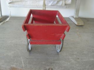 19th Century Primitive Gibbs Toy Horse and Red Paint Wood Wagon AAFA 11