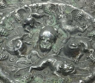 A055: Chinese ancient style copper mirror with wonderful relief work and box 3