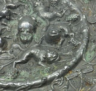 A055: Chinese ancient style copper mirror with wonderful relief work and box 4