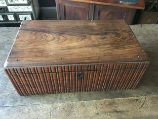 ANTIQUE Wood Pearl Merchant ' s Box,  Ribbed,  Dutch Colonial,  Circa 1850s 2