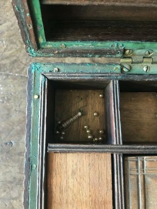 ANTIQUE Wood Pearl Merchant ' s Box,  Ribbed,  Dutch Colonial,  Circa 1850s 7