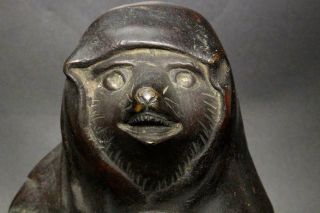 BOS123 Japanese old Bronze raccoon dog ornament okimono Jedi hermit 7
