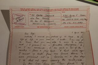 WW2 1945 april 2 US Army letter,  OSS regt,  Passed by army examiner STAMP Censor 3