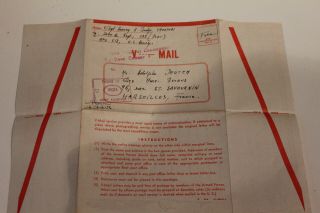 WW2 1945 april 2 US Army letter,  OSS regt,  Passed by army examiner STAMP Censor 5