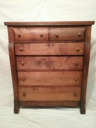 1800s Federal Empire 2 Over 4 Chesnut Dresser Chest Drawers Highboy Refinished