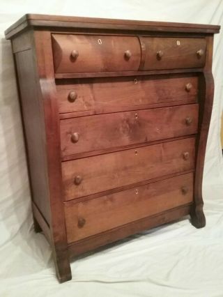 1800s Federal Empire 2 over 4 Chesnut Dresser Chest Drawers Highboy Refinished 2