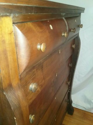 1800s Federal Empire 2 over 4 Chesnut Dresser Chest Drawers Highboy Refinished 7