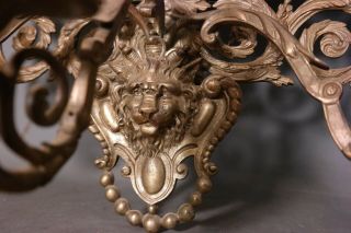 LG Antique 19thC VICTORIAN Era LADY & LION BUST Figural MIRROR Old WALL SCONCE 4