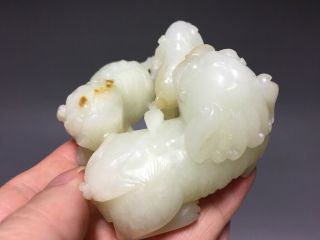 Chinese Antique 18C.  White Jade Nephrite China Dragon 5