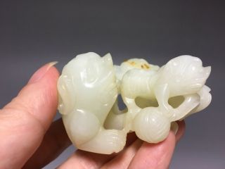 Chinese Antique 18C.  White Jade Nephrite China Dragon 7