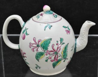 Antique Staffordshire Creamware Salt Glaze Cherries Globe Teapot 18th Century 2