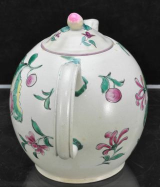 Antique Staffordshire Creamware Salt Glaze Cherries Globe Teapot 18th Century 3