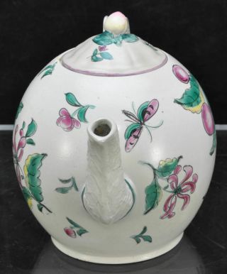 Antique Staffordshire Creamware Salt Glaze Cherries Globe Teapot 18th Century 4