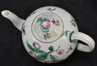 Antique Staffordshire Creamware Salt Glaze Cherries Globe Teapot 18th Century 5