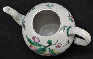 Antique Staffordshire Creamware Salt Glaze Cherries Globe Teapot 18th Century 6