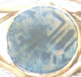 ANCIENT 15C CHINESE MING DYNASTY 14K YELLOW GOLD BRONZE COIN RING RING SIZE 8 11