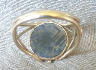 ANCIENT 15C CHINESE MING DYNASTY 14K YELLOW GOLD BRONZE COIN RING RING SIZE 8 8