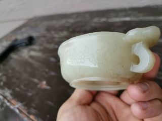 From Old Estate Chinese Qing Yellow Skin White Jade Libation Cup Asian China 4