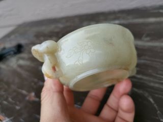 From Old Estate Chinese Qing Yellow Skin White Jade Libation Cup Asian China 7