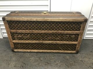 LV LOUIS VUITTON Antique Monogram Travel Wardrobe Trunk Luggage LV c.  1910/ 20thC 12