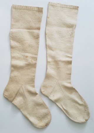Antique REVOLUTIONARY WAR ERA STOCKINGS Socks HAND SPUN/SEWN With Cloth Sack 2