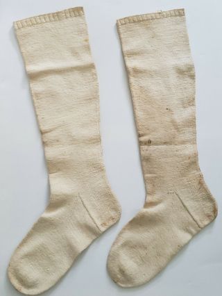 Antique REVOLUTIONARY WAR ERA STOCKINGS Socks HAND SPUN/SEWN With Cloth Sack 3