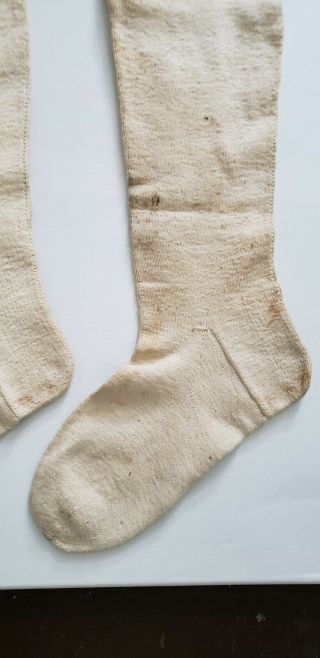 Antique REVOLUTIONARY WAR ERA STOCKINGS Socks HAND SPUN/SEWN With Cloth Sack 4