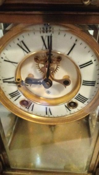 Antique Ansonia Ornate Gilded Bronzed Crystal Regulator Clock 3