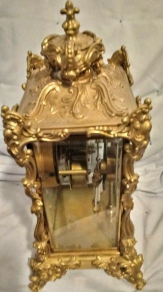 Antique Ansonia Ornate Gilded Bronzed Crystal Regulator Clock 4